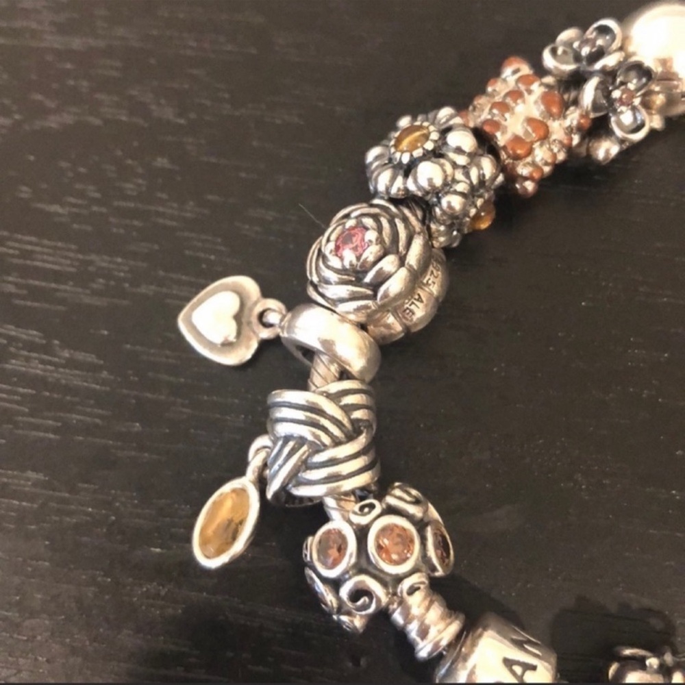 Authentic Pandora bracelet with sterling silver charms - Picture 10 of 16